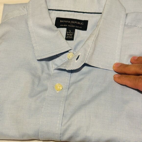 Bundle BANANA REPUBLIC LOT 2 Men Large Blue and pinkish red blue plaid Shirt - Picture 3 of 13